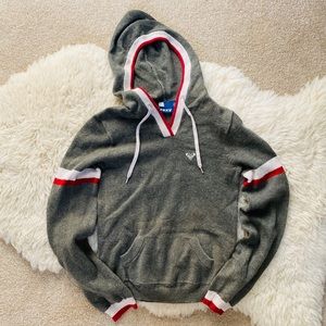 ROXY brand grey red white women's hoodie hooded sweater top long sleeve medium